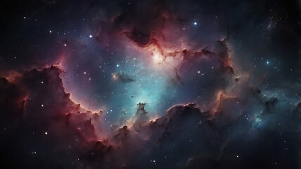 Fototapeta premium Beautiful view of space full of clouds and nebulas in a fantasy design
