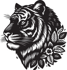 tiger head Silhouette vector