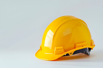 Yellow safety helmet on light background