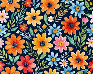 Fototapeta premium Colorful floral seamless pattern