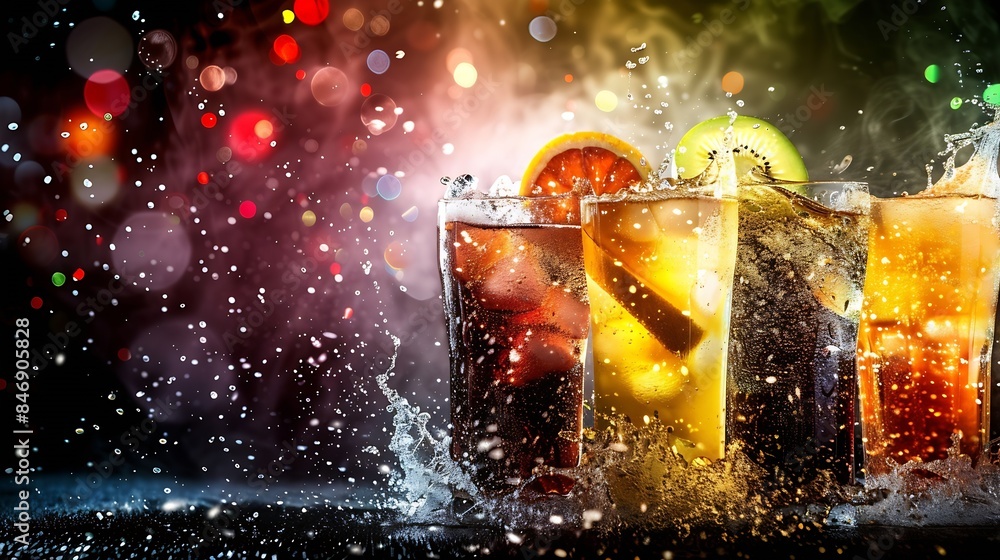 Aufkleber Soft drinks and fruit juice mixed with soda high in sugar have a negative effect on physical health : Generative AI