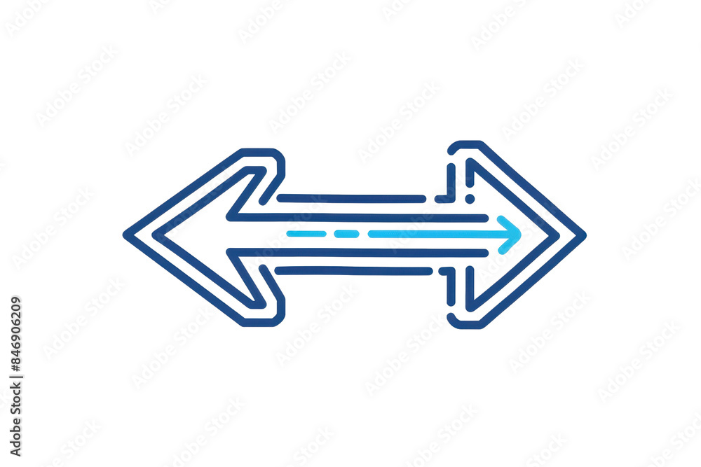 Poster blue gradient double arrow pointing left and right, symbolizing bidirectional movement or exchange o