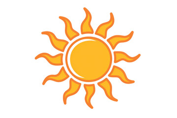 Bright and vibrant sun illustration with wavy rays, perfect for summer and weather-related themes. Ideal for design projects and decorations.