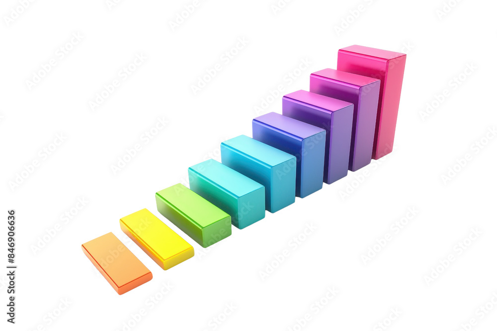 Aufkleber colorful 3d bar chart in rainbow gradient representing data growth and progress. ideal for business 