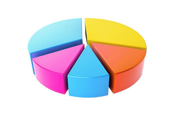 Obraz premium Colorful 3D pie chart with five segments on a transparent background. depicting data visualization and business analytics concepts.