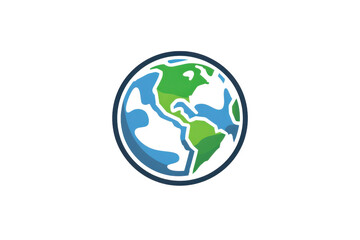 Fototapeta premium Colorful cartoon illustration of planet Earth, depicting continents and oceans. Perfect for educational and environmental purposes.