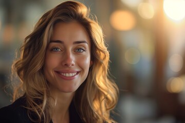 Obraz premium Portrait of a beautiful smiling business woman in an office.