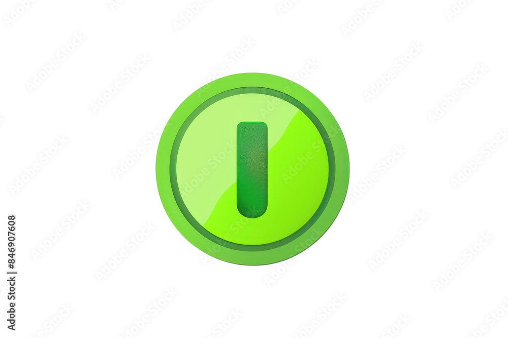 Poster Green power button icon isolated on transparent background. Digital interface and technology symbol in vibrant green color.