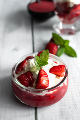 
Strawberry sweet dessert. on a wooden background. berry. dessert