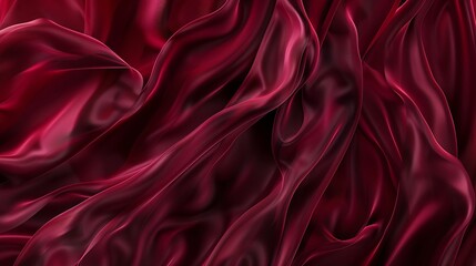 Obraz premium Dark red silk fabric Delicate crimson tissue texture rich ruby rose dress textile Luxurious pleated wine chiffon clothing burgundy 3d abstract waves vampire carmine background : Generative AI