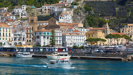 Beautiful Amalfi, Italy, featuring charming buildings perched on cliffside