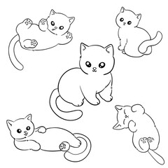 cartoon cute cat line