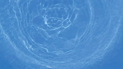 Blue water with ripples on the surface. Defocus blurred transparent blue colored clear calm water surface texture with splashes and bubbles. Water waves with shining pattern texture background.