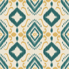 Ikat abstract ethnic art, Seamless pattern in tribal, folk embrodidery, and Mexican style.