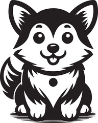 Cute Baby Dog Silhouettes Vector