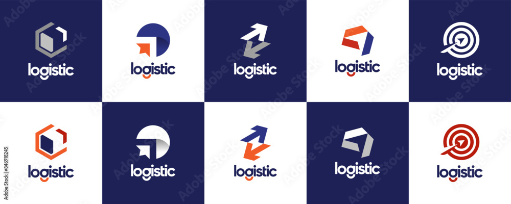 Wall mural logistics delivery logo collection, with abstract style, logo design illustration.