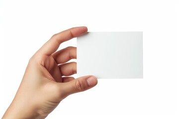Obraz premium hand holding blank white photo card isolated on white background cut out
