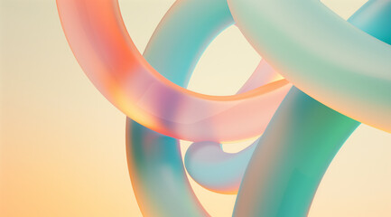 abstract wavy tubular background in pastel tones, green and orange.