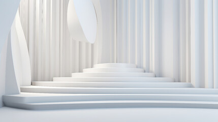 Clean and Minimalist 3D Rendering of Geometrical Abstract Background with White Podium Scenes -...