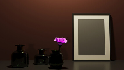 vases on the shelf, 3d