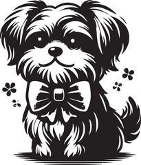 Cute Baby Dog Silhouettes Vector