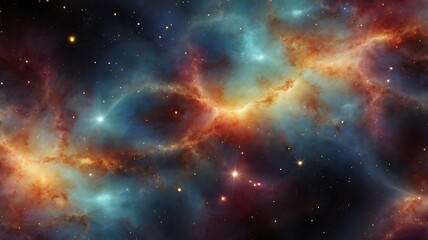 Fototapeta premium Beautiful view of space full of clouds and nebulas in a fantasy design