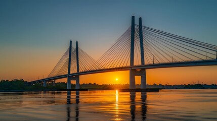 Bridge Silhouette Against a Vibrant Sunset