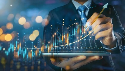 Stock Trading and Visualization of Stock Market with Investors and Forex Chart - Investment in the Economy - Digital Chart - Increase and Decrease of Stocks - Data for Profit on Exchange Market