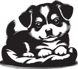 Cute Baby Dog Silhouettes Vector