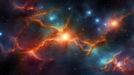 Naklejka premium Beautiful view of space full of clouds and nebulas in a fantasy design