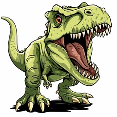 Fototapeta premium Fierce Cartoon T-Rex Dinosaur Illustration on White Background