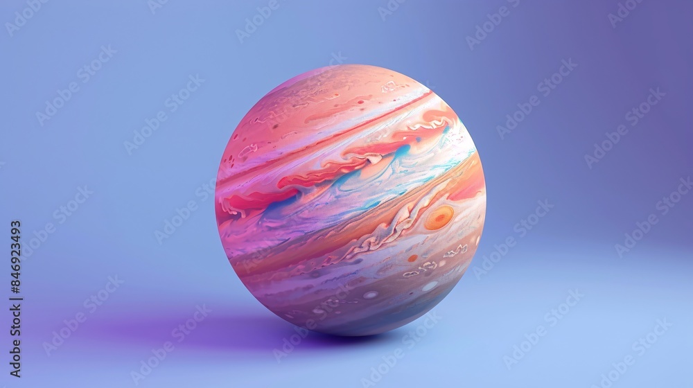 Poster colorful 3d rendering of a planet against a gradient background, showcasing vibrant textures and out