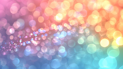 Fototapeta premium Vibrant Abstract Bokeh Background with Multicolored Light Circles in Pink, Orange, Yellow, Green, and Blue Hues, Perfect for Festive, Celebration, or Creative Design Projects