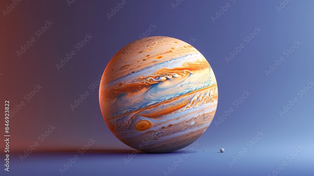 Aufkleber high-quality 3d rendering of jupiter with detailed textures and vibrant colors, floating in a serene