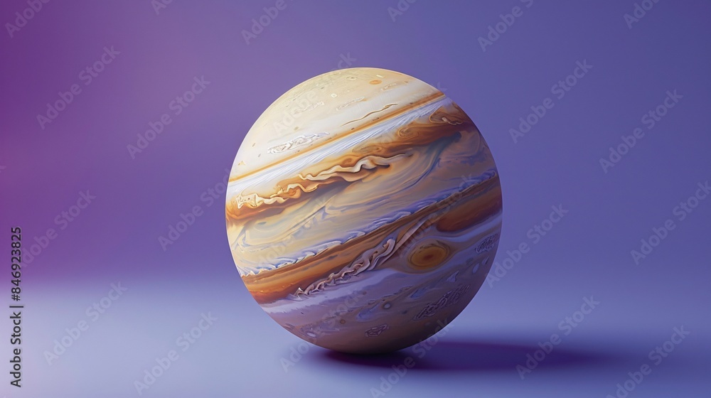 Aufkleber high-quality 3d rendering of a planet resembling jupiter, set against a gradient background with pur