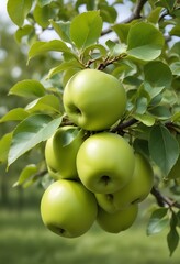 Green apples on a tree