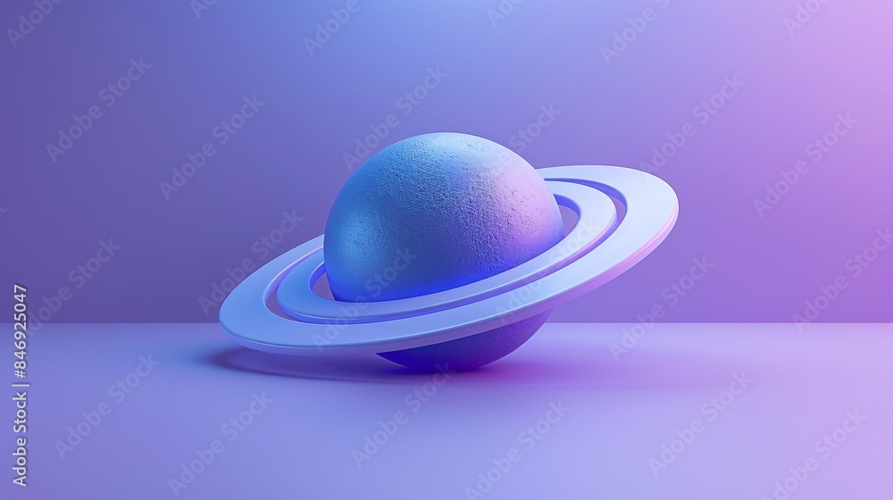 Poster futuristic 3d rendering of a ringed planet with a neon glow. sci-fi and space-themed digital art in 