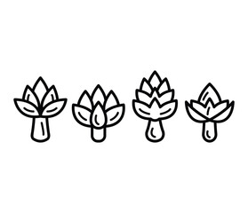 artichoke icons symbol vector design simple line black white flat illustration collection sets