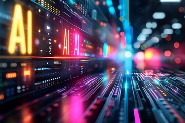 Hand interacting with AI hologram, technology interface, artificial intelligence, digital innovation, high tech visuals, futuristic design, cyber theme, modern UI