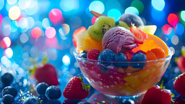 Fruit bingsu icream clean light bright lighting.