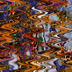 Combination textile collage pattern of wave and lines colored leopard snake tiger textures
