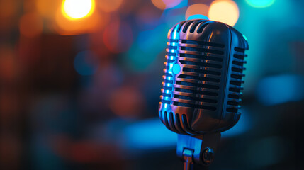 Macro microphone with blurred backdrop