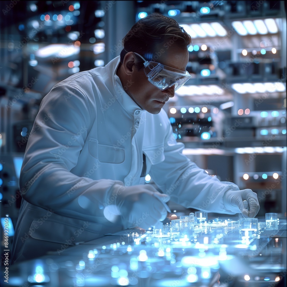 Aufkleber a scientist designing a revolutionary new technology. generative ai.