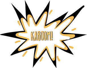 Comic doodle bomb explosion, boom cartoon clouds. Bang effect, dynamite TNT explosive. Crash, bang pop spiral sparks. Vector illustration 