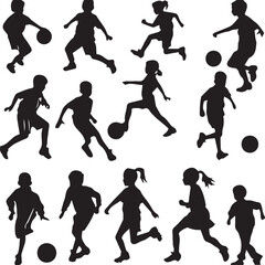 children playing soccer silhouettes