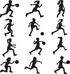children playing soccer silhouettes