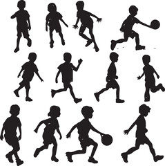 children playing soccer silhouettes