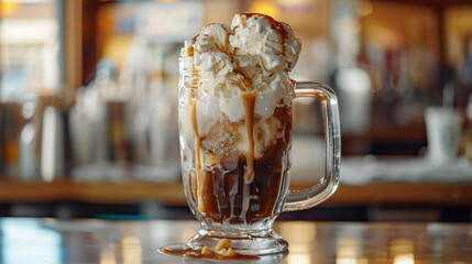Nostalgic Root Beer Float with Vanilla Ice Cream