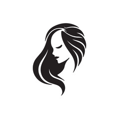 woman's hair style stylized silhouette, beauty salon logo template.