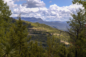 General views from the Buddhist temple of Panillo, in Huesca, Spain